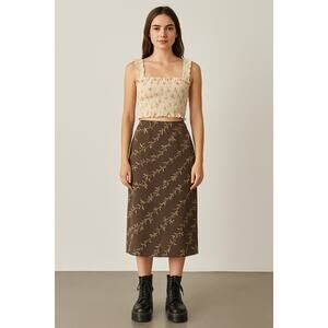 Y2K Vintage Josephine Chaus Petite Brown Midi Skirt Size 12P
